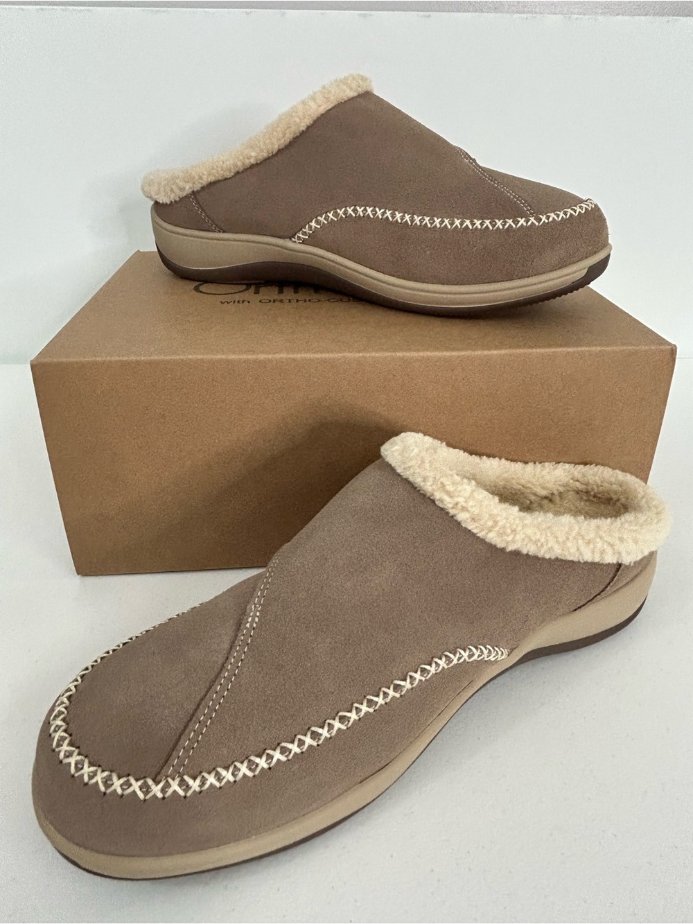 Orthofeet Charlotte Taupe Women's Slippers Size 11.5